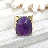 Oval Brass with Natural Amethyst Cuff Rings FS-WG8D200-08-1