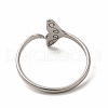 201 Stainless Steel Whale Tail Open Cuff Ring for Women RJEW-K239-01P-1-2