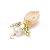 2Pcs 2 Colors Natural Cowrie Shell Copper Wire Wrapped Angel Pendants PALLOY-JF03662-02-5