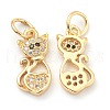 Brass Clear Cubic Zirconia Charms ZIRC-B010-04G-2