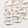 Wedding Theme Antique Silver Tone Tibetan Style Alloy Heart with Chief Bridesmaid Rhinestone Charms TIBEP-N005-21D-2