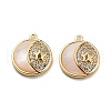 Natural White Shell & Clear Cubic Zirconia & Brass Charms BSHE-G034-34G-1