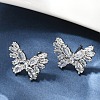 Butterfly Brass Micro Pave Cubic Zirconia Stud Earrings EJEW-M082-17P-01-1