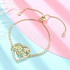 Mother's Day Brass Micro Pave Cubic Zirconia Silder Bracelets for Women BJEW-S158-01G-A-2