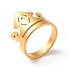 Ion Plating(IP) 201 Stainless Steel Crown Thick Finger Ring for Women RJEW-G266-35G-3