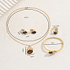 Oval Stainless Steel Rhinestone Bracelets & Earrings & Necklaces & Rings Sets for Women JD9188-2-3