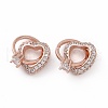 Brass Micro Pave Clear Cubic Zirconia Pendants KK-E068-VC473-1