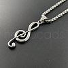 Fashionable Punk Rock Music Note Stainless Steel Pendant Necklaces NS7929-2