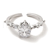 Brass Micro Pave Cubic Zirconia Solitaire Rings for Women RJEW-E295-13P-2