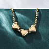 304 Stainless Steel Triple Beads Pendant Box Chain Necklaces NJEW-R026-02G-03-2
