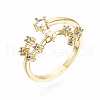 Brass Micro Pave Clear Cubic Zirconia Cuff Rings RJEW-T016-01L-NF-3