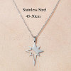 201 Stainless Steel Hollow Star Pendant Necklace NJEW-OY001-88-3