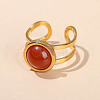 304 Stainless Steel & Natural Red Agate Cuff Rings FS-WGDE3F0-15-1