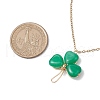 Natural Malaysia Jade Dyed Shamrock Pendant Necklace NJEW-JN05023-02-3