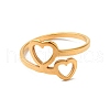 Ion Plating(IP) 201 Stainless Steel Double Heart Finger Ring for Valentine's Day RJEW-G266-10G-1