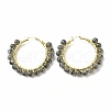 Natural Larvikite Beaded Hoop Earrings for Women EJEW-C003-03M-RS-1