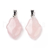 Natural Rose Quartz Pendants G-B041-03P-12-2