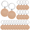 SOFPLATE 50pcs Natural Wood Keychain HJEW-SP0001-01-1