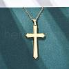 Cross 304 Stainless Steel Pendant Necklaces NJEW-H059-09G-3