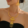 Vintage Brass Fan Tassel Necklaces & Earrings Set for Bride Wedding OP7921-3