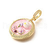 Brass Micro Pave Cubic Zirconia & Enamel Pendants KK-R222-14G-02-2