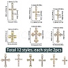 SUNNYCLUE 24Pcs 12 Styles Alloy Crystal Rhinestone Pendants FIND-SC0010-80-2
