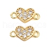 Rack Plating Brass Pave Clear Cubic Zirconia Heart Links Connector Charms KK-S379-26G-1