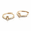 Brass Micro Pave Clear Cubic Zirconia Peg Bails Cuff Finger Ring Settings X-KK-T056-115G-NF-1
