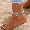 Zinc Alloy Crystal Rhinestone Star Link Iron Double Layer Chain Anklets for Women FS-WG2911E-04-1