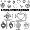 SUNNYCLUE 48Pcs 12 Style Tibetan Style Alloy Pendants Sets TIBEP-SC0002-64-2