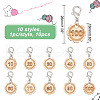 10Pcs 10 Style Flower with Number Wood Pendant Locking Stitch Markers HJEW-AB00644-2