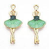 Printed Light Gold Tone Alloy Pendants ENAM-N056-207E-2