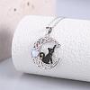 Black Cat Moonstone Necklace Black Cat on the Moon Pendant Necklace Cute Lucky Cat Necklace Jewelry Gifts for Women Cat Lovers JN1112A-6