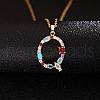 Brass Pave Colorful Cubic Zirconia Initial Pendant Necklaces for Women FS-WG659DF-17-1