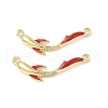 Brass Micro Pave Clear Cubic Zirconia Connector Charms KK-C104-17G-1
