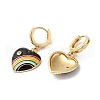 Heart with Rainbow Real 18K Gold Plated Brass Dangle Hoop Earrings EJEW-L268-042G-02-2