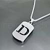 Rectangle with Laser Cut Letter 201 Stainless Steel Initial Pendant Necklaces WGA5E8C-04-1