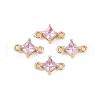 Brass Pave Glass Rhombus Links Connector Charms GLAA-Q088-001A-1