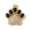 Brass Micro Pave Clear Cubic Zirconia & Enamel Pendants KK-Q098-30G-C-1