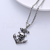 Pirate Ship Anchor Stainless Steel Pendant Retro Punk Necklaces for Men KF7399-3