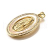 Brass Micro Pave Cubic Zirconia Shell Pendants KK-D328-24G-B-2