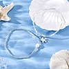 2 Styles Summer Natural Pearl & Round Glass Seed Beaded Stretch Anklets AJEW-AN00670-03-1
