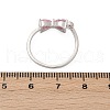 Bowknot Sterling Silver Cubic Zirconia Adjustable Cuff Rings for Women RJEW-B128-07-5