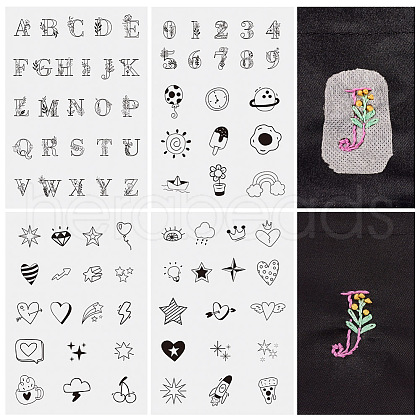 80 Patterns Non-woven Fabrics Water-soluble Embroidery Aid Drawing Sketch DIY-TAC0100-011-1