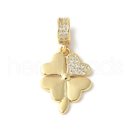 Brass Micro Pave Cubic Zirconia European Dangle Charms ZIRC-I071-08G-1