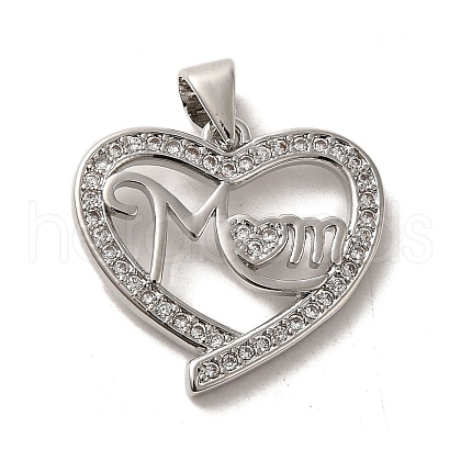 Mother's Day Brass Micro Pave Cubic Zirconia Pendants ZIRC-P114-09P-1
