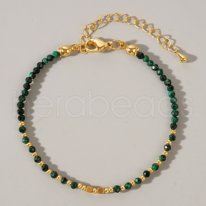 Bohemian Style Natural Malachite Round Beaded Bracelets for Women CA1141-6-1