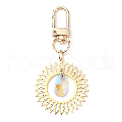 Flower 201 Stainless Steel Pendant Decorations HJEW-TA00153-1