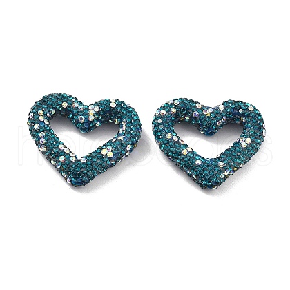 Heart Shape Polymer Clay Rhinestone Beads CLAY-NH0001-09B-01-1
