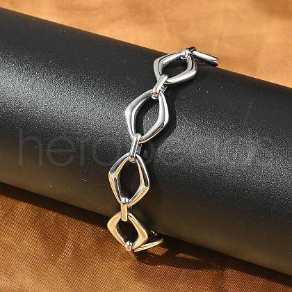 304 Stainless Steel Rhombus Link Chains Bracelets for Men & Women BJEW-D042-49P-1